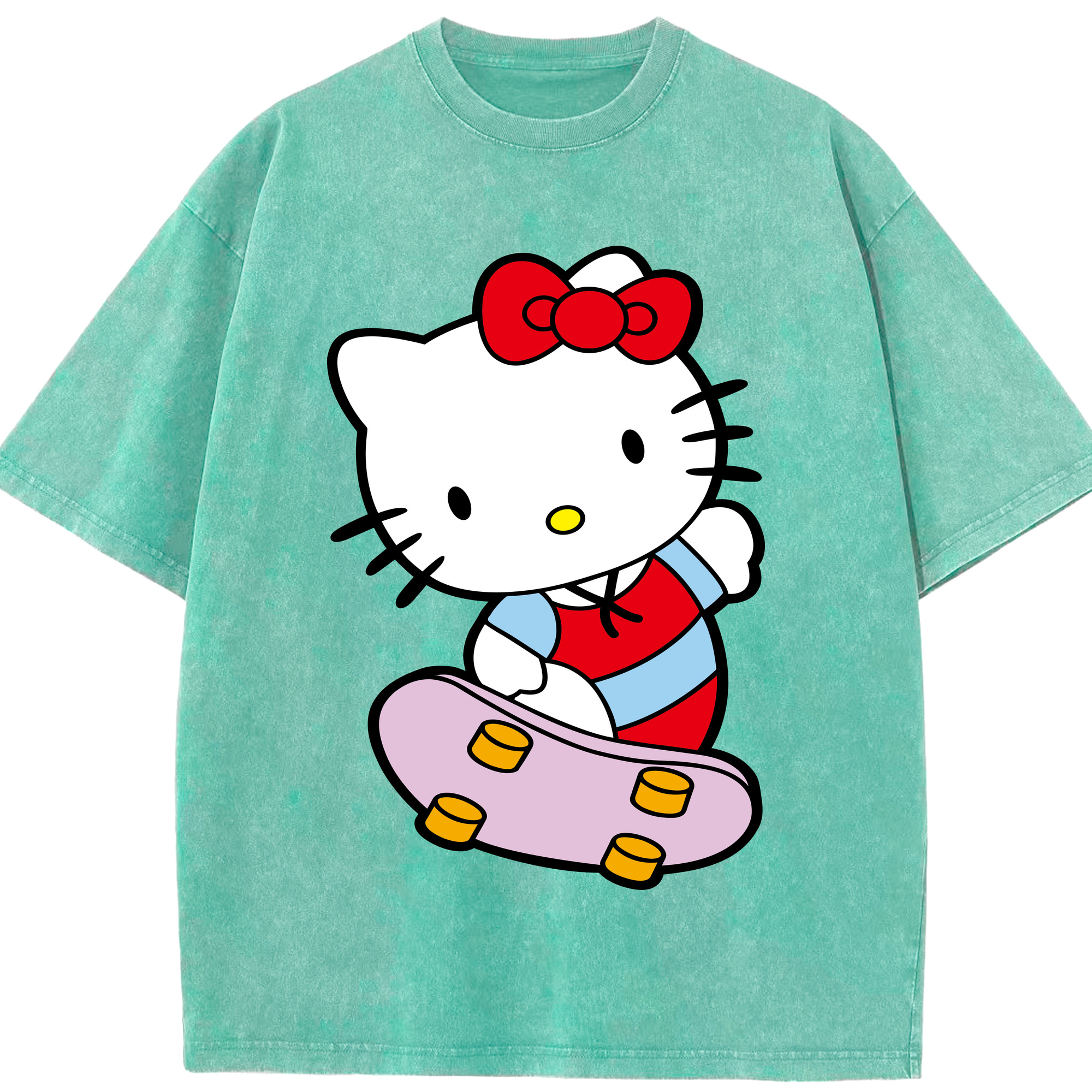 （画像用） Hello Kitty ハローキティ 綿100% ヴィンテージ風 半袖Tシャツ（フロントプリント）